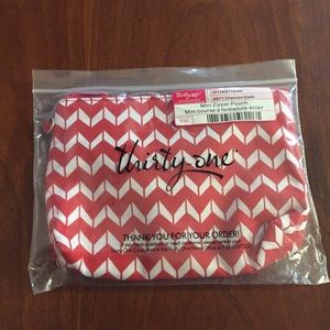 Red and white make up bag